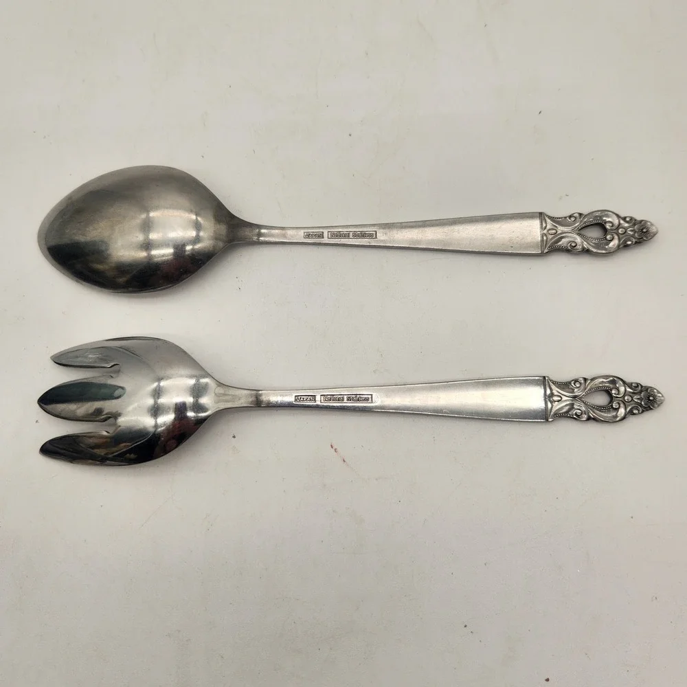 National Stainless Olof 2 Piece Salad Serving Set Spoon Fork Japan Vintage MCM